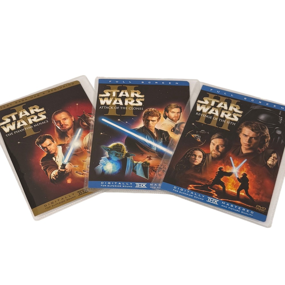 Star Wars Prequel Trilogy DVD Lot Episodes I II III Full Screen No Cases *